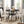 Biony Espresso Wood Dining Set with Tan Fabric Nailhead Chairs