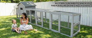 141" Gray Large Wooden Chicken Coop with Nesting Box