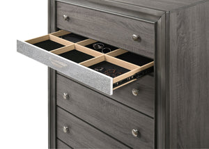 Traditional Queen 5 Piece Storage Bedroom Set in Gray Wood