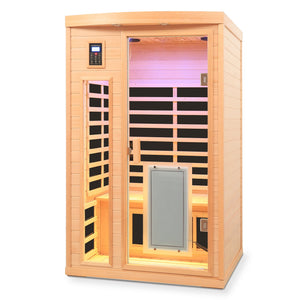Low EMF Hemlock Wood Far-Infrared Indoor Two-Person Sauna Room