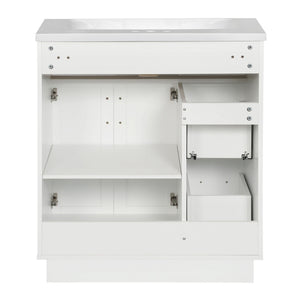 Bathroom Vanity With 2 Doors, 2 Drawers, Adjustable Shelf, Hidden Slides & Soft Close Hinges