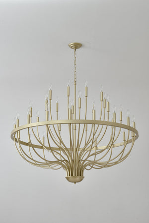36-Light Gold Industrial Iron Candle Chandelier