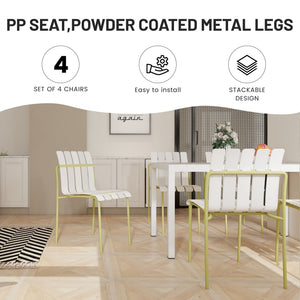 4 Piece Set Of Modern Color Block Designed Single Chairs With Folding Square Table
