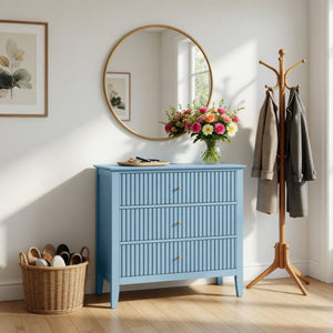 Fluted 3 Drawer Nightstand With Soft Close Slides