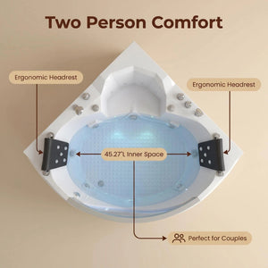 59" Light Luxury Double Corner Whirlpool Bathtub