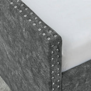 Upholstered Tufted Daybed With 2 Drawers, Waved Arms