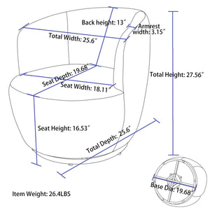 Teddy Fabric Swivel Accent Armchair Barrel Chair