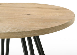 Tate - Round Dining Table With Metal Base - Oak Finish