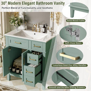 Modern Bathroom Vanity With Sink, Storage Cabinet, Soft Close Doors, Deep & Standard Drawers
