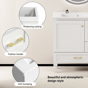 30" White Bathroom Vanity with Abundant Storage