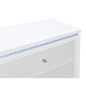 Adalid - Nightstand With Glittered Drawer Front And LED Lighting - White