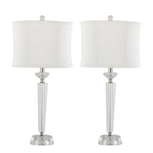 Diamond - Torch Contemporary Crystal Table Lamp (Set of 2) - Clear / Off White / Polished Nickel