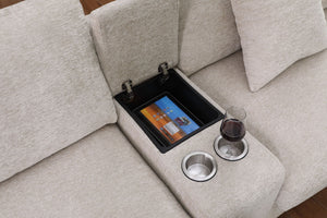 Celine - Fabric Corner Sectional Sofa With Right-Facing Chaise, Cupholders, And Charging Ports