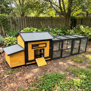 114" Wooden Chicken Coop with Outdoor Run