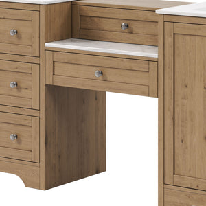 Double Sink Bathroom Vanity With Countertop, 2 Ceramic Sinks, 6 Drawers