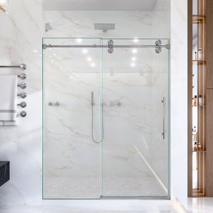 56-60"W x 72"H Frameless Sliding Shower Door – Clear Tempered Glass