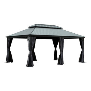 12'x18' Hardtop Gazebo with Resin Roof, Curtains, and Mosquito Netting