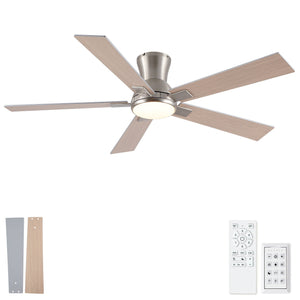 Low Profile Flush Mount Intergrated LED Ceiling Fan With Light And Reversible Quiet Motor