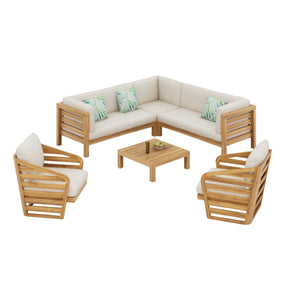 Royal Acacia 6-Piece Sofa Sectional Set - Beige