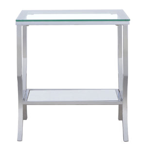 Porch & Den - Square Top End Table Elegance Glass - Chrome