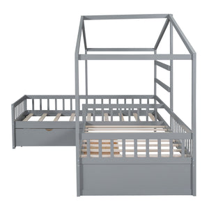 L Shape Platform Bed With 3 Storage Drawers