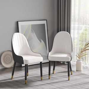 Modern Sponge-Filled Dining Chair, Solid Wood Metal Legs, Suitable For Restaurants, Living Rooms And Rooms (Set of 2)
