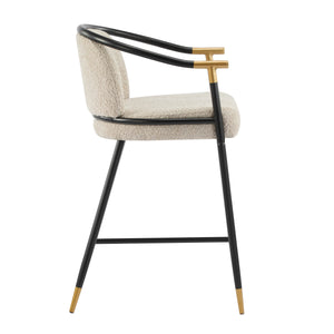 26" H Upholstered Counter Stool with Metal Frame (Set of 2) - Almond