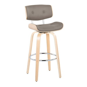 Lombardi - Mid Century Modern Fixed Height Barstool With Swivel With Round Footrest (Set of 2)