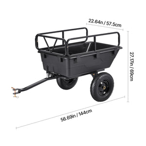 Dump Trailer 500 lbs 10 Cu. Ft Tow Behind Plastic Garden ATV Trailer Cart
