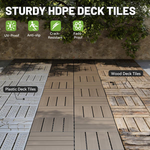 27 Pcs Interlocking Deck Tiles 12" x 12" HDPE Outdoor Flooring