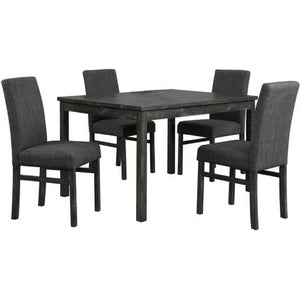 5 Piece Transitional Dining Set With Table And Upholstered Chairs
