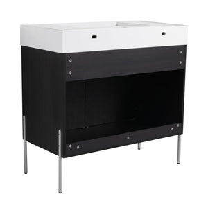 Freestanding Bathroom Vanity With Resin Sink And Storage Cabinet