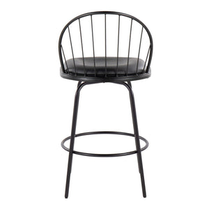 Riley - Claire Farmhouse Fixed Height Counter Stool With Swivel With Round Footrest (Set of 2)