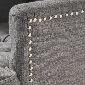 Harrison Tufted Club Chair with Button Tufted Back and Birch Wood Legs