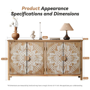 60" Wood Accent Cabinet with 4 Doors Brown and Antique White