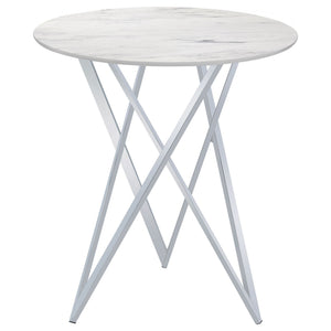 Halverson - Round Top Bar Table - White / Silver