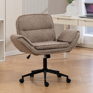 Criss Cross Swivel Desk Chair With Adjustable Armrests & Wheels For Home Office