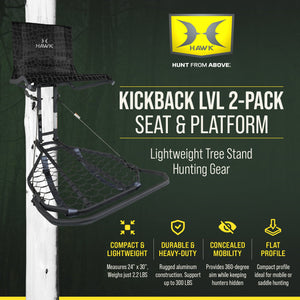 Hawk Kickback LVL Hang-On Deer Hunting Tree Stand w/ XL Seat & Platform, 2 Pack