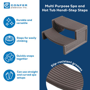 Confer Plastics Handi-Step Spa Hot Tub Stairs for Straight/Curved Spas,Deep Grey