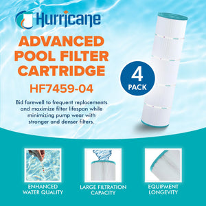 Hurricane 4 Pack HF7459-04 Advanced Pool and Spa Filter Cartridge Replacement