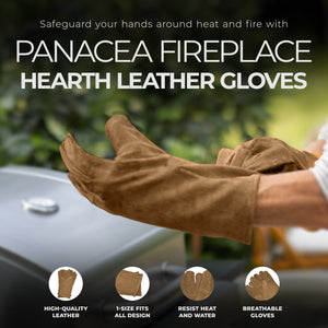 Panacea Breathable Fireplace Hearth Gloves Shields Splinters and Burns, Brown - TRAPSKI
