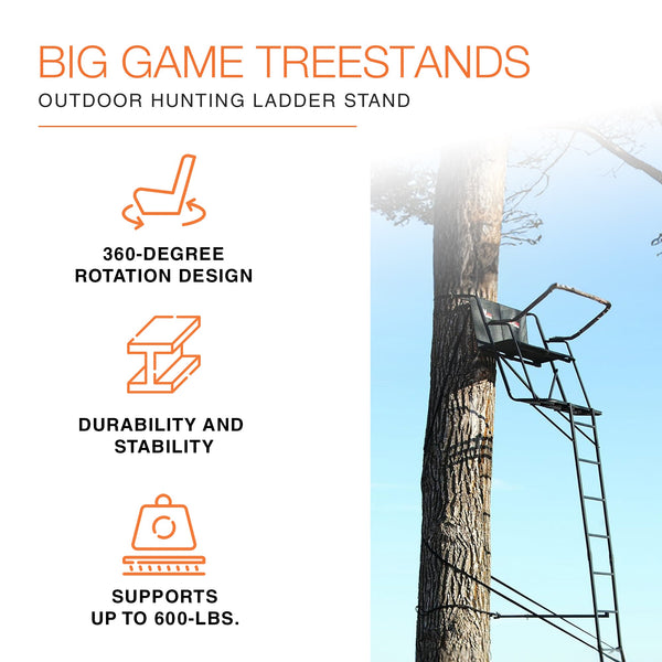 Big Game The Big Buddy Deer Hunting Ladder Climbing Tree Stand w/Flex-Tek Seat