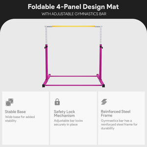 BalanceFrom Fitness 120 x 48 Inch Exercise Mat & Adjustable Gymnastics Bar, Pink