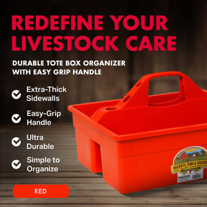 Little Giant DuraTote Plastic Box Organizer w/2 Compartments & Grip Handle, Red - TRAPSKI