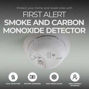 First Alert Smoke and Carbon Monoxide Alarm Detector with 9 Volt Battery, White