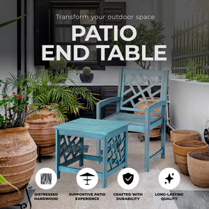 Four Seasons Courtyard 18 Inch Distressed Hardwood Portland Patio End Table