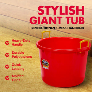 Little Giant 70 Quart Durable and Versatile Utility Muck Tub w/Handles, Red - TRAPSKI