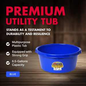Little Giant 6.5 Gallon Plastic All Purpose Plastic Pond Tub w/ Hand Grips, Blue