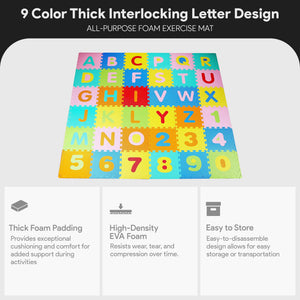 BalanceFrom 9 Color Thick Interlocking Letter Puzzle Foam Exercise Play Mats, 36