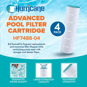 Hurricane 4 Pack HF7488-04 Advanced Pool and Spa Filter Cartridge Replacement